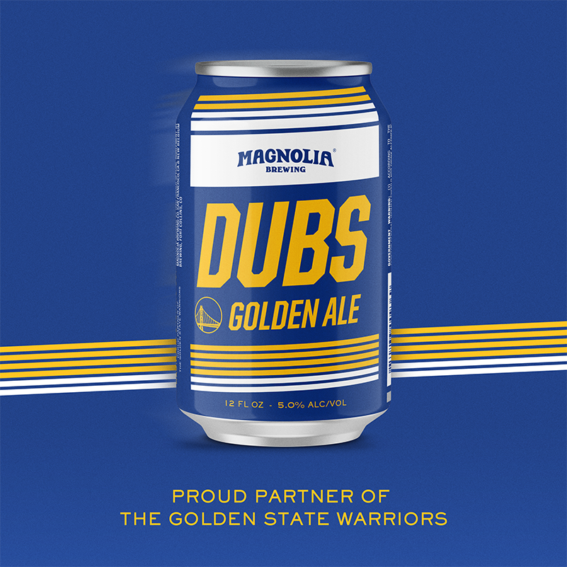 Hey SF, we've partnered with @warriors to brew Dubs Golden Ale, their first co-branded beer! An easy-drinking ale with a swish of German and American hops. 12-ounce and 19.2-ounce cans are available this afternoon at Dogpatch & Haight Street.🏀 #DubsGoldenAle #DubNation