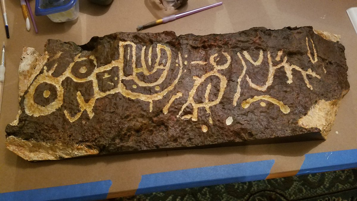 DocCopemys's tweet photo. Up next in the prepping for Maker Faire Tulsa, painting a print of a petroglyph panel I scanned on the #NativeExplorers trip this past May. #MFT19 #MakerFaireTulsa https://t.co/qedFSfEU1e