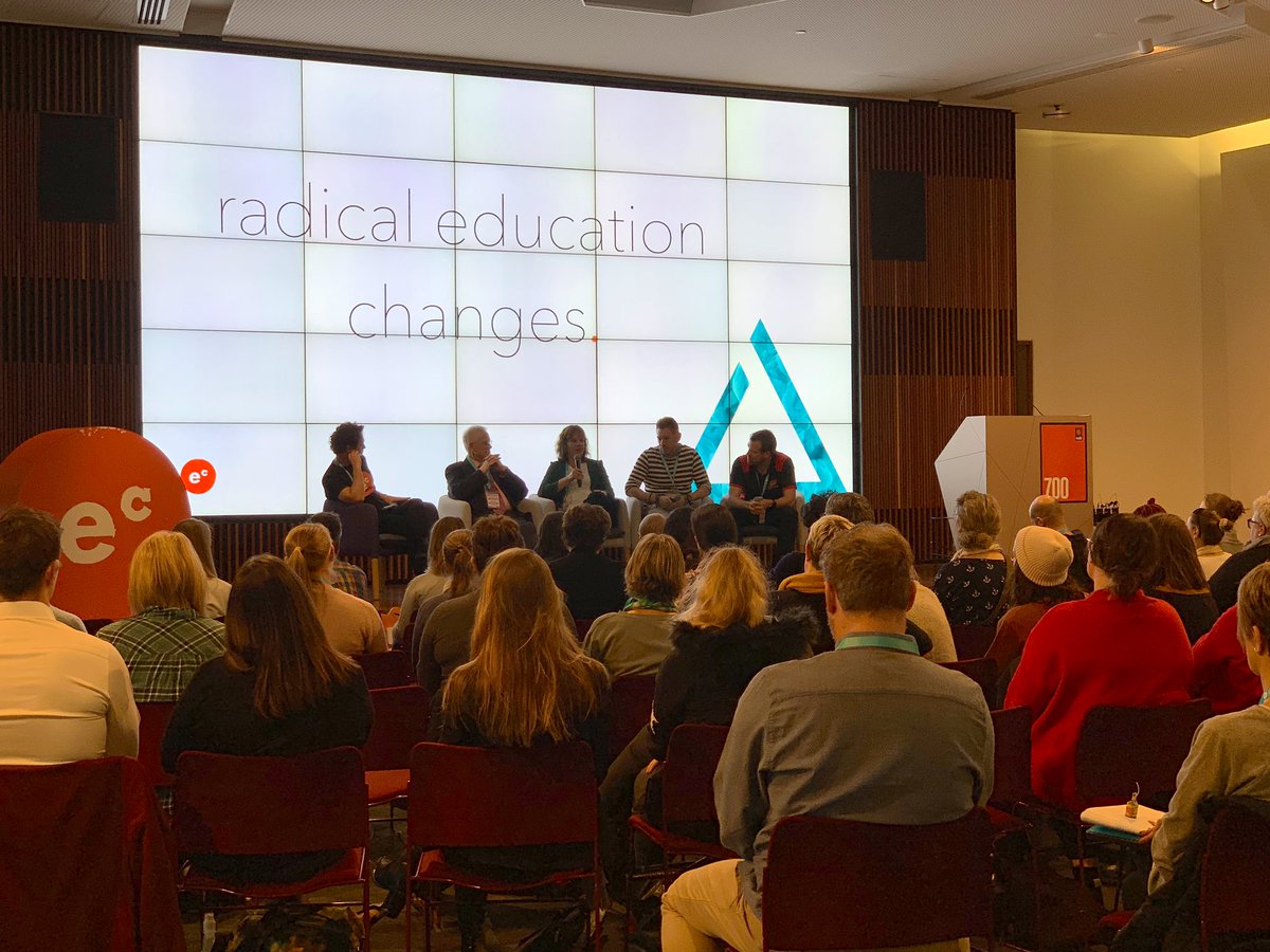 ”Ask for forgiveness, instead of permission” - Linnea‘s words of wisdom from our first #Educhange panel of #radicaleducationchanges featuring #principals Ray from @WoorannaPark, Linnea from <a href="/ChiTechAcademy/">Chicago Tech Academy</a>, Russell from #ThinkGlobalSchool and Rob from <a href="/thedeloreanproj/">The DeLorean Project</a>.