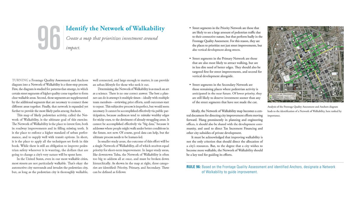 JeffSpeckFAICP's tweet photo. Here’s RULE 96: IDENTIFY THE NETWORK OF WALKABILITY, in my new book, Walkable City Rules. I’m tweeting the whole book out May - August, one rule a day. Enjoy! Or go to: https://t.co/LVNgGNM3OY https://t.co/1nnfREdBR8