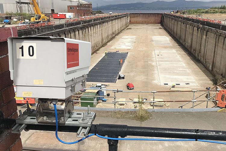 New #timelapse camera setup overlooking the mighty #InchgreenDryDock in Inverclyde. #sitemonitoring #construction #Scotland