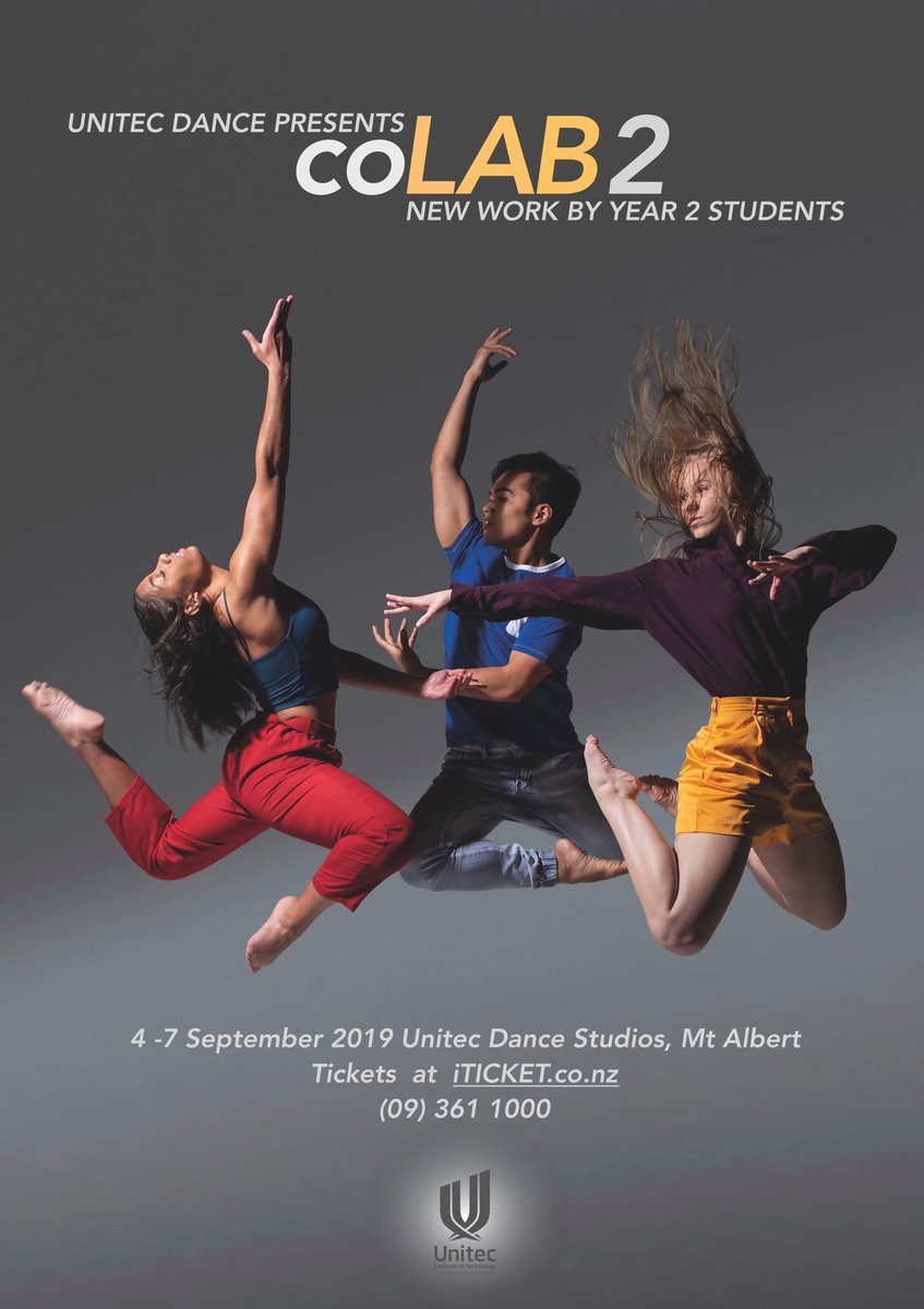 peter_rees74's tweet photo. Two more weeks until coLAB 2 opens on 4th September. Don’t miss our @unitec_creative @UnitecNZ second year dance students in their fantastic choreographic showcase. Have you got your tickets yet? Get yours now from @iticket. #UnitecNZ #unitecdance #colab2 https://t.co/Ei3MPqFweW