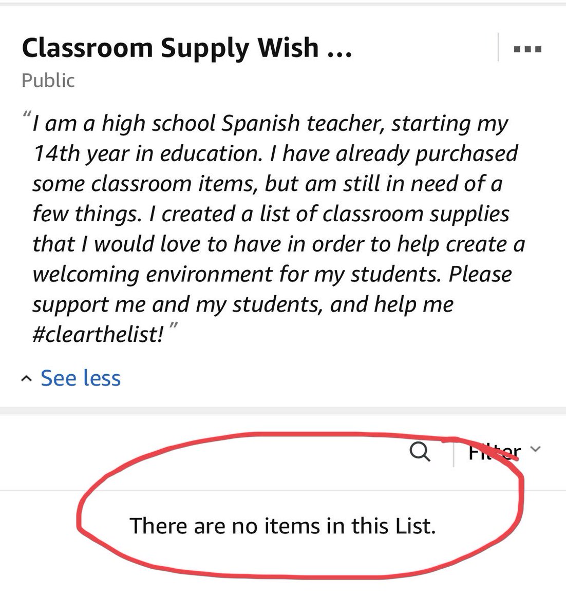 Profe_Ferrell's tweet photo. Thanks to everyone who supported! My wishes have all been granted. My students and I are truly blessed! #clearthelists https://t.co/PCY8zLmNiI
