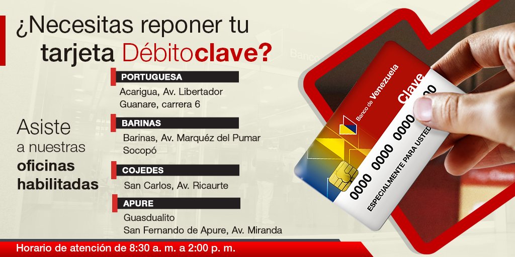BcodeVenezuela's tweet photo. #BDVInforma 📢 

Para la jornada especial de reposición de #TDD, ponemos a tu disposición las siguientes oficinas en #Portuguesa, #Barinas #Cojedes y #Apure https://t.co/SeRBY2QWHt
