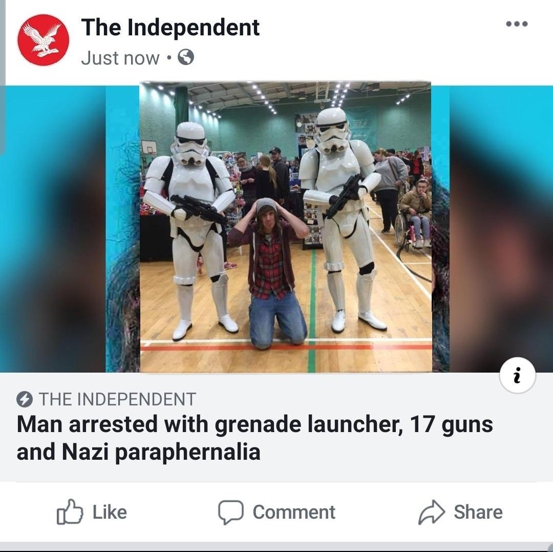 StevesCat2's tweet photo. @GillsSteve I fear being arrested by stormtroopers is more of a blown it moment let alone what for https://t.co/9AVw1AfeN6