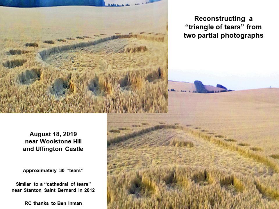 RedCollie1's tweet photo. #cropcircle Another new one near Woolstone Hill on August 18, 2019, destroyed by the farmer before good photos could be taken. 
A "triangle of tears". Think "triangular UFO" in the near future. Coming down. That is how it will happen.
https://t.co/aH6MUaQSev https://t.co/YyRdvKPr1q