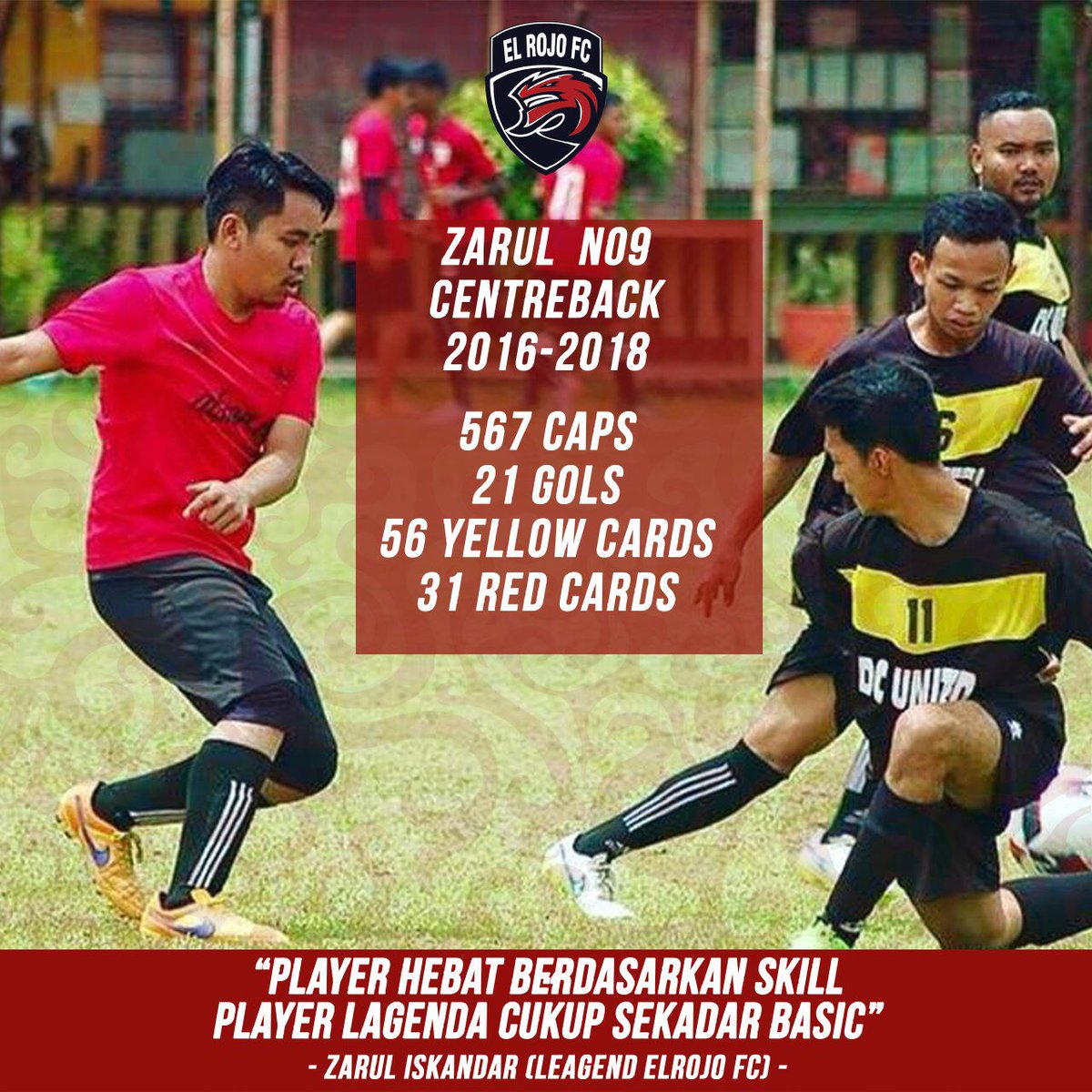 El_RojoFc's tweet photo. "Pemain hebat berdasarkan skill, pemain lagenda cukup sekadar asas"
-
"Players are good because of their skills, but Legends just need the basics"

Zarul Iskandar | Elrojo FC Legend

#SangMerah #OnFire https://t.co/qyfhjZQEAf