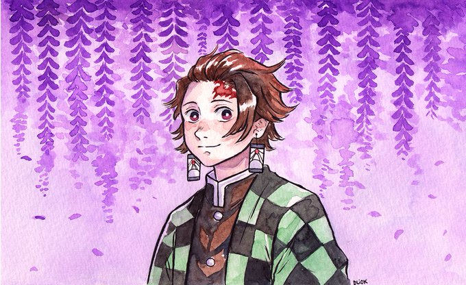 Dliok ・ᴥ・さんがTwitterに投稿した竈門炭治郎(鬼滅の刃)のイラスト。