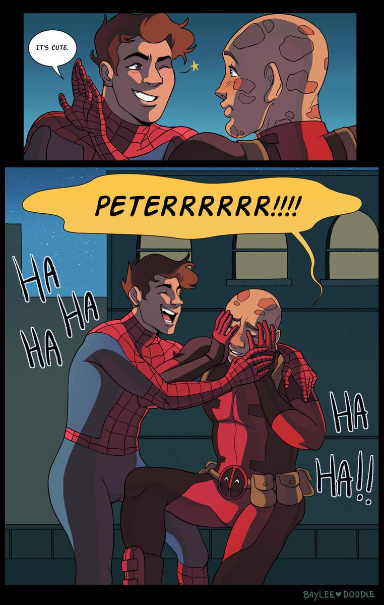 I love the idea of Wade not usually being the type to blush about things, but something about Peter just gets him so flustered!

#Spideypool #Spiderman #Deadpool #Earth616