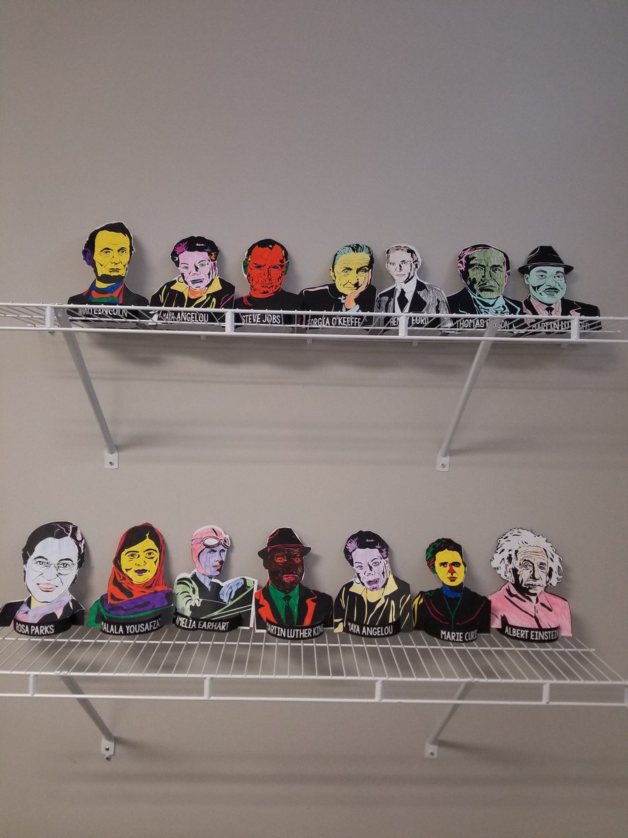 StemItOut's tweet image. The 7th grade classes reviewed their researching skills as they studied famous people who would&apos;ve also taken STEM in middle school...most likely! 😀 #stemiscool #popart