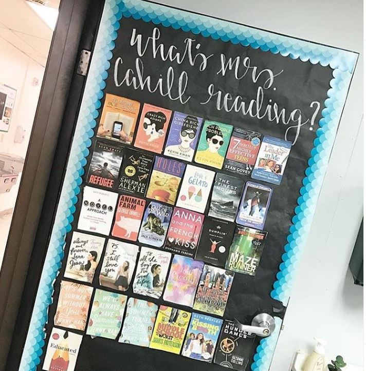 Grade5MrsB's tweet photo. A4 - There's actually a teacher I've been following on Instagram for a while and I've been admiring her board and I just started setting up a place where I can implement something like this. #shelfietalk https://t.co/j7Rfd3nqXY