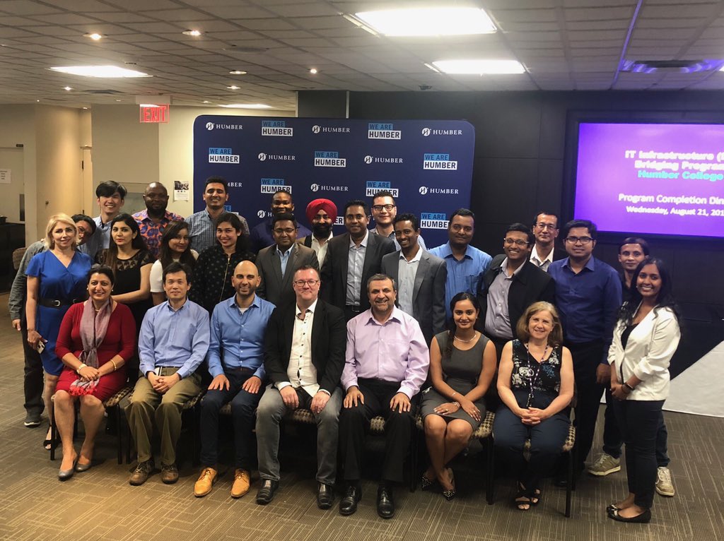 AnuJauhal's tweet photo. Celebrating the graduates of Humber’s IT Infrastructure Bridging program tonight. Congratulations on your well deserved success! @NewtoCanada @HumberCOWD @HumberSATCE @HumberAppTech https://t.co/1d7zhDmw42