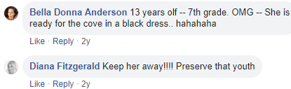 She takes pics of Serena on occasion. A relative of Joyce's commented "13 years old -- 7th grade. OMG -- she is ready for the cove in a black dress..hahahaha" A fellow user replied "Keep her away!!!! Preserve that youth" Good advice there Diana.