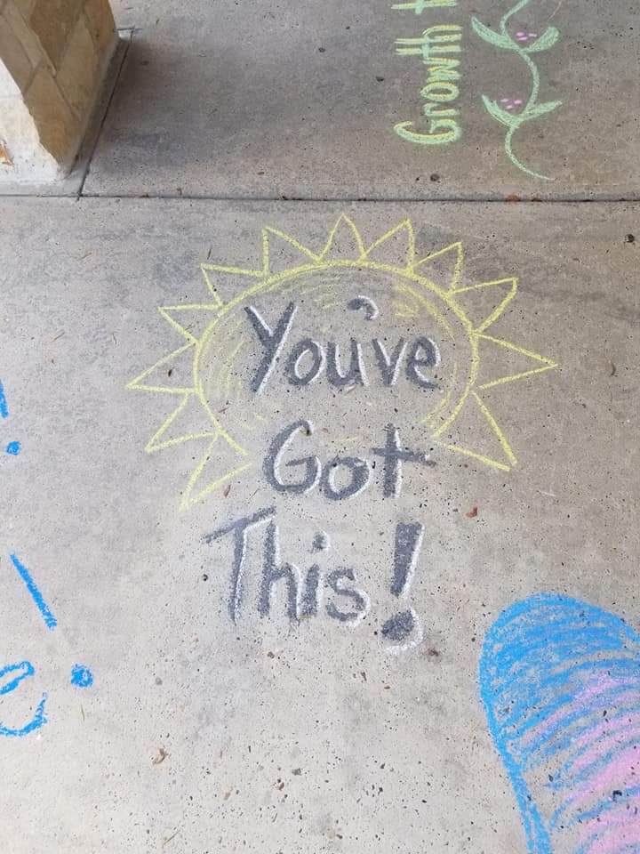 HelenWilt's tweet photo. Chalk the Walk @TISDDPES Our kids were so excited to see what was waiting for them! 💖 #teamtomball #TomballFirstDay https://t.co/g1kTEmN9LI