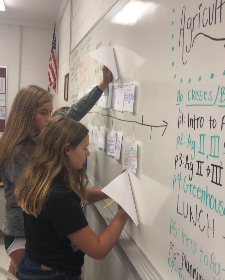 MsSchantzWMHS's tweet photo. A gallery walk with an FFA timeline got Intro to Ag students out of their seats and into the role of historians today! https://t.co/U9tly6fufa