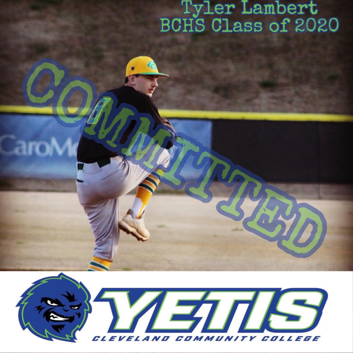 Coach__Russ's tweet photo. Congratulations to @Lambo0808 on committing tonight to @CCCYeti_BSBL 

He’s a solid strong commit for @CoachGeneBowles &amp; his Yeti Baseball Program! Excited &amp; proud to see him secure his future! CCC is getting a great STUDENT-athlete! 💪🏻⚾️👀

#JucoRoute #ClevelandCC #YetiBaseball https://t.co/B3a2ahho2t