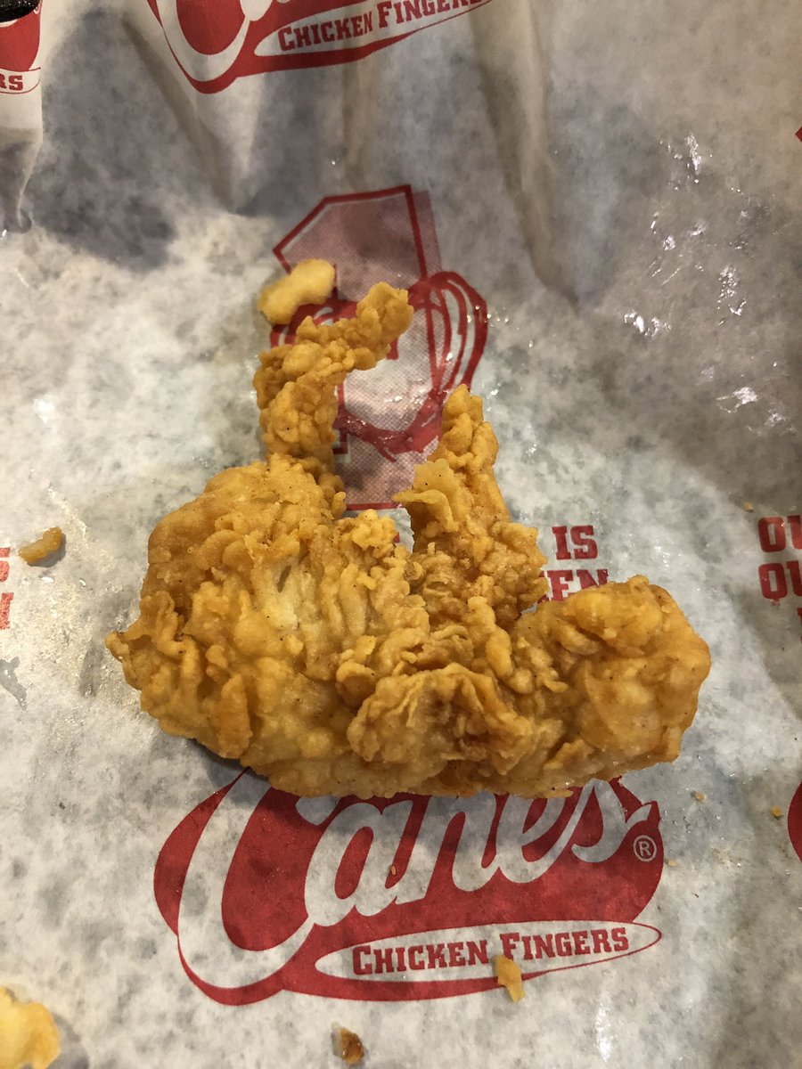 Hey <a href="/Raising_Canes/">Raising Canes</a> I think your chicken strips are shrinking. Better feed your chickens better.