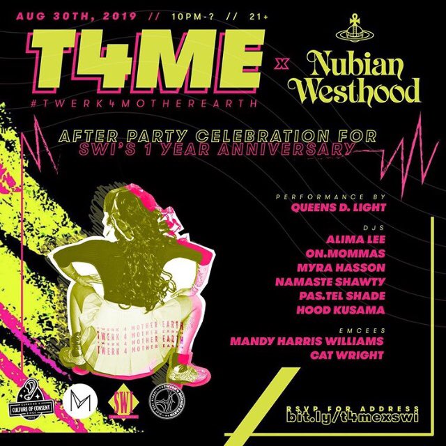 restlessnites's tweet photo. Friday 8/31

West Oakland party Twerk 4 Mother Earth (@houseofmalico) hits the road to celebrate a year of @siswithinvoices! Get down to the sounds of @QueensDlight, @alima_lee, On.Mommas (@yessashakelley) &amp; more in a consent-centered space 🖐🚫

Tix here:
https://t.co/u5tvgXJdPo https://t.co/TTnsG1wty2