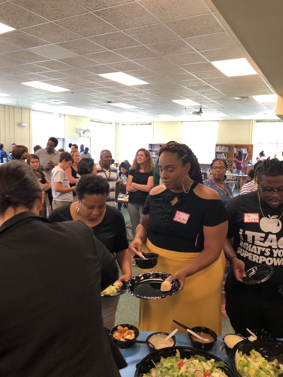 Staff opening was incredible Information from our Principal, admin staff, &amp; instructional coaches. Friday Institute did PD, and we welcomed all of our new staff with Neal backpacks...then we had an awesome lunch from Maggiano’s!!!

#WeAreNealMiddle #RiseUp #ProtectTheNest