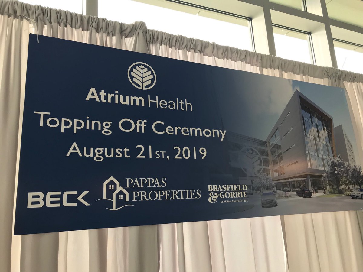tomdraper1424's tweet photo. Momentous day celebrating the topping off of the new ⁦@AtriumHealth⁩ Sanger Heart &amp; Vascular Institute! Another year and we will be moving in! ⁦@garosemd⁩ https://t.co/3trGpYDZkU