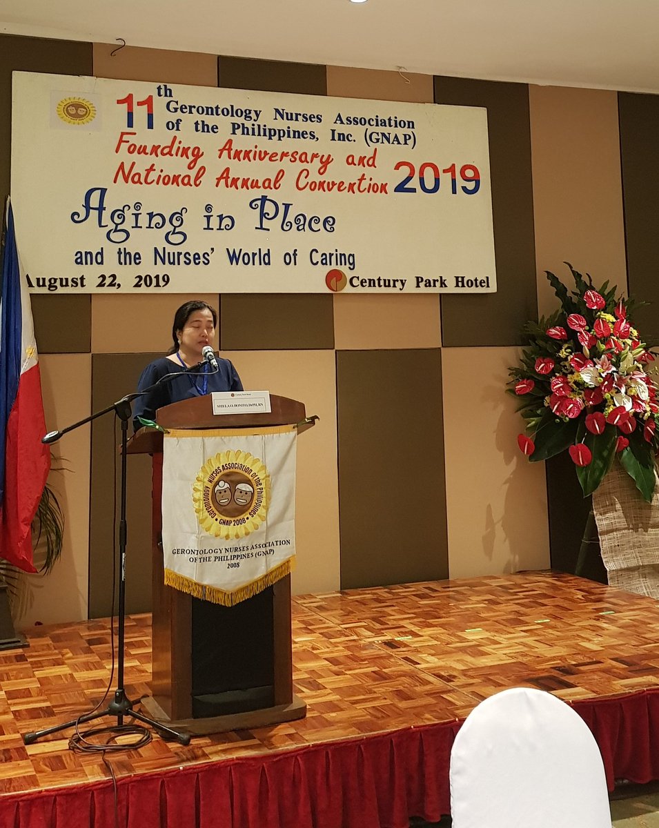 UPNursing's tweet photo. Now Happening (Aug 22): Dean Sheila Bonito giving keynote address in the Annual Convention of the Gerontology Nurses Association of the Phililpines. https://t.co/B3i3us8qkL
