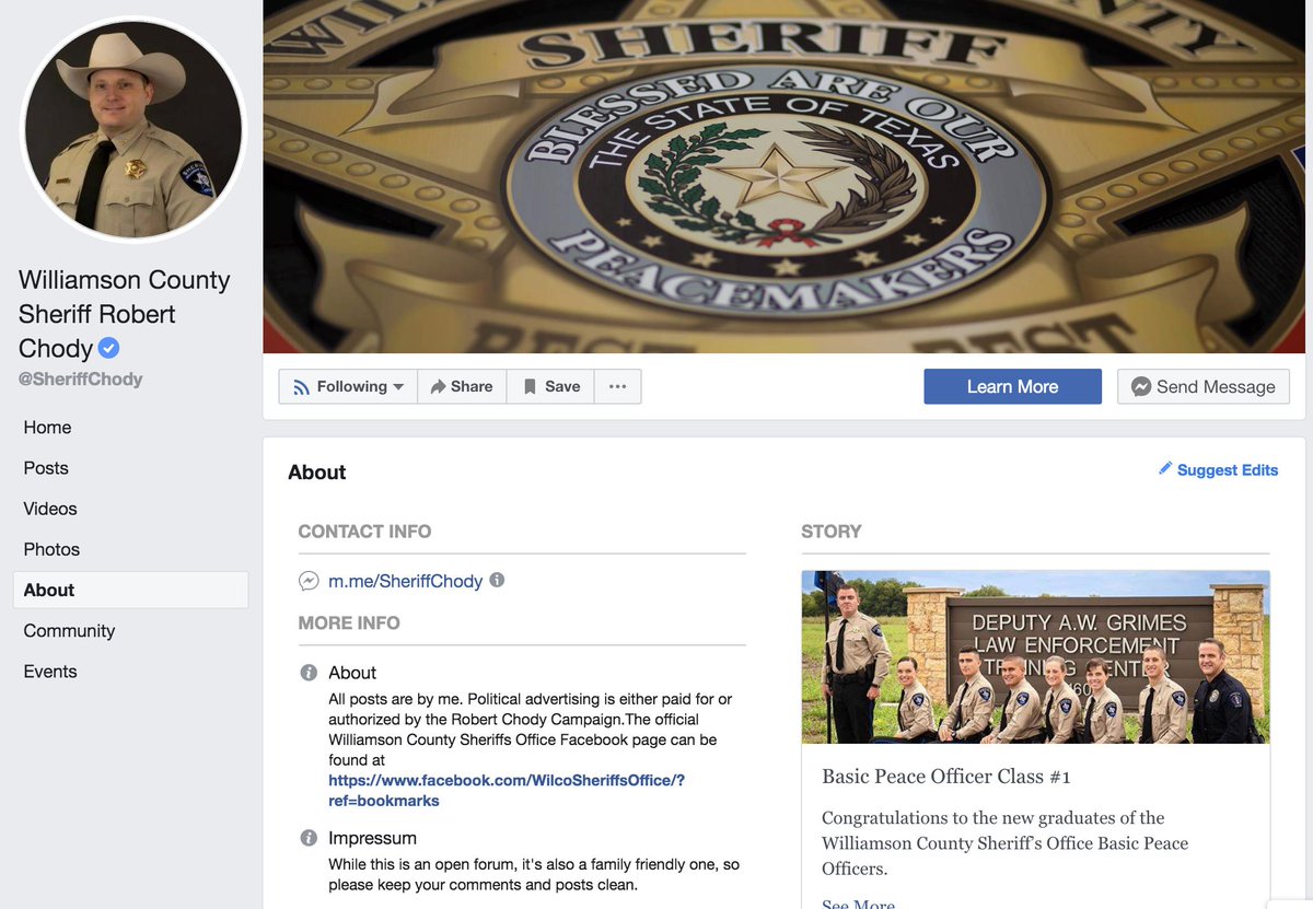 buddy_falcon's tweet photo. Robert Chody, consider this a heads up that we have notified the Texas Ethics Commission that you are now using what you have and continue to use as a Sheriff's Office Facebook and Twitter, where you predominately post SO material, as a campaign/political site. (see comments) https://t.co/L2I3H2EiHk