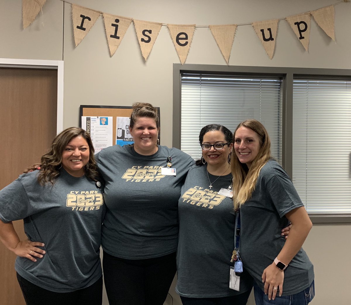 CyPark2023's tweet photo. If you missed us tonight at #RiseUp Camp, have no fear! You can still purchase your 2023 T-shirt and lanyard on SchoolCash online! We will deliver to YOU next week. Can’t wait to see y’all! @CypressParkHS https://t.co/Uk1nwnbXwZ
