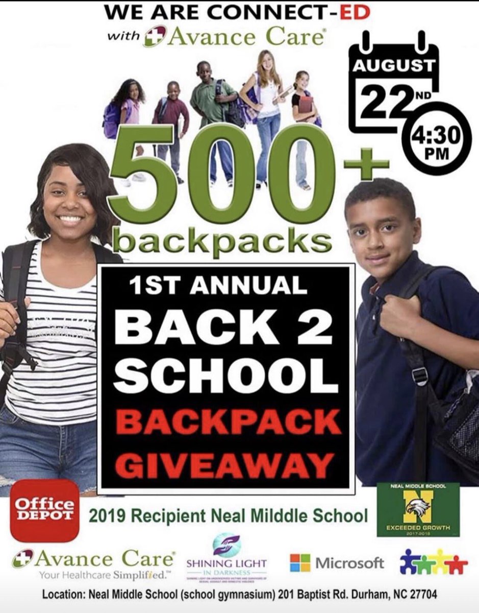 Tomorrow at <a href="/DPSNealMiddle/">Neal Middle School</a>! Starting our <a href="/DurhamPublicSch/">Durham Public Schools</a> students off on the BEST foot! #RISEup #ProtectTheNest  #LEADatNeal!