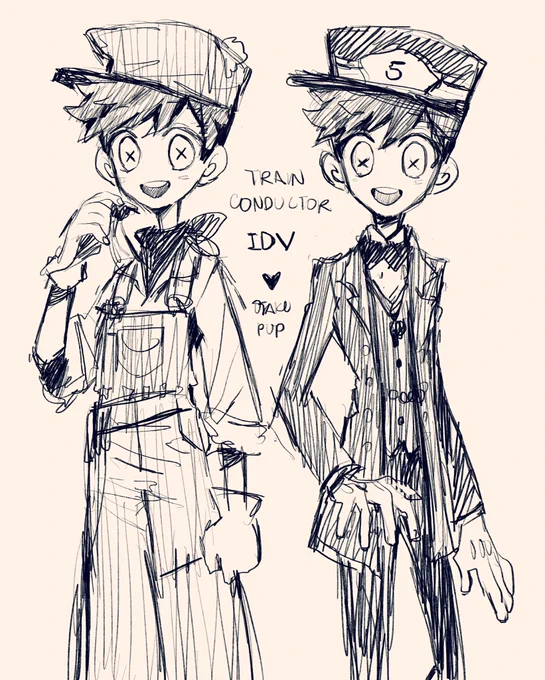 Makin an #identityv OC cause i love this game and cant stop!!! But made a train conductor boi whose item is a whistle LOL AAAAA 