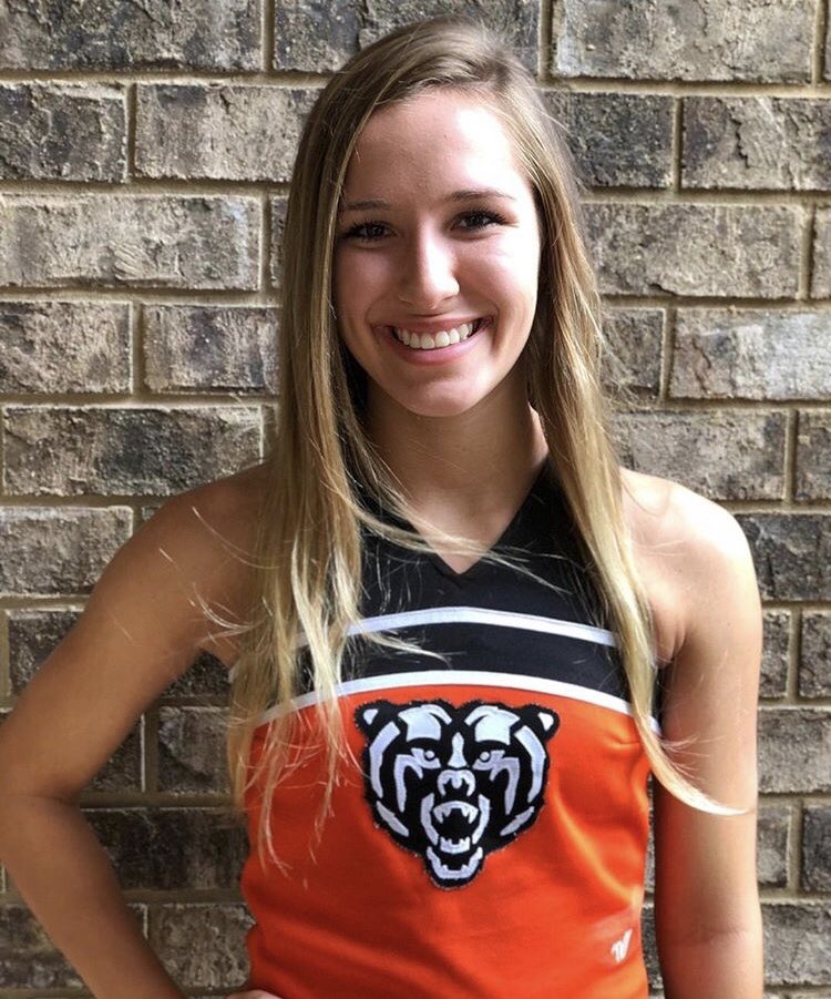 CheerTheBearMU's tweet photo. Get to know your 1st year Mercer Cheerleader, Megan! 🐻⁠
She is a Psychology major from Brookwood High School! 🧡⁠
Megan cannot wait to hear you cheering on the Bears this season! https://t.co/zVHSZEgnNC