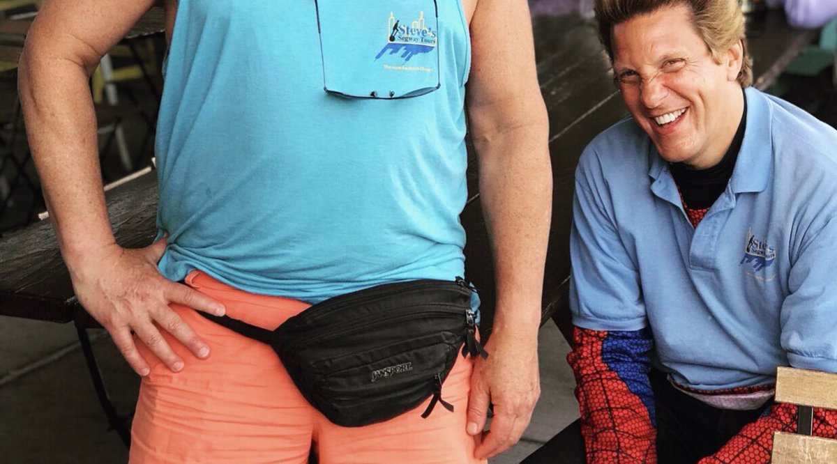 StevesSegwayChi's tweet photo. Crazy Steve after yelling “ITS A HIP POUCH” when it’s very clearly a fanny pack. https://t.co/EkX8OK2Z0c