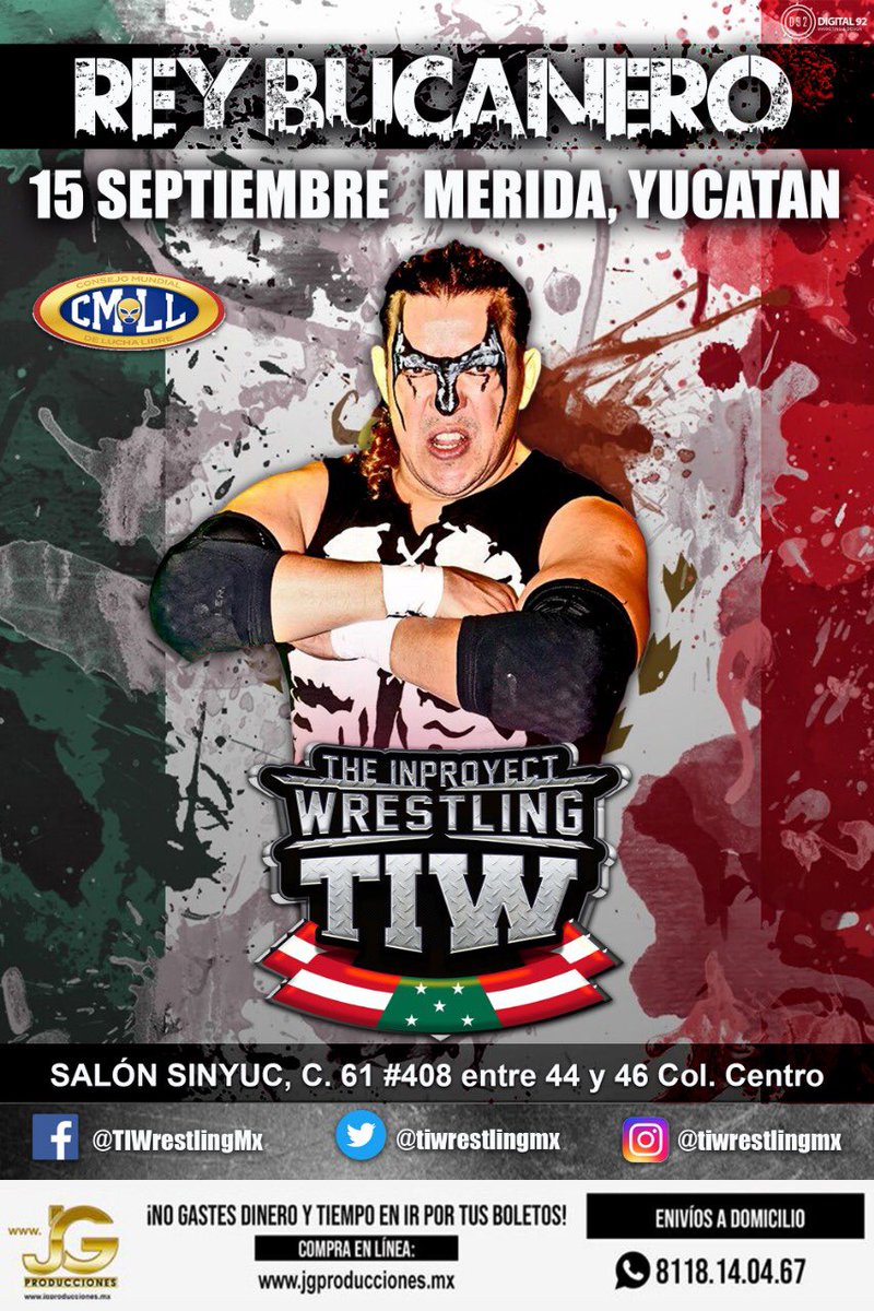 SuicidaJrTIW's tweet photo. ¡REY BUCANERO llega directo hasta la blanca Merida! Y está listo para nuestra gran Batalla de Independencia de este próximo 15 de septiembre. ¡No te la puedes perder! #SOMOSTIW #Merida https://t.co/jyHEC0cDUA