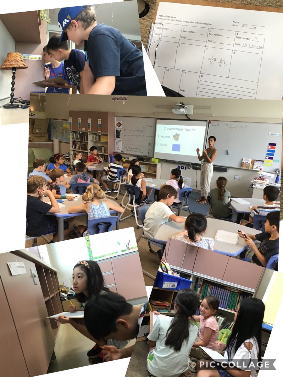 NISGrade4's tweet image. #NISinquire #PYPMath Grade4 patterns investigation scavenger hunt. 🌰🏫🌰🏫🌰🏫