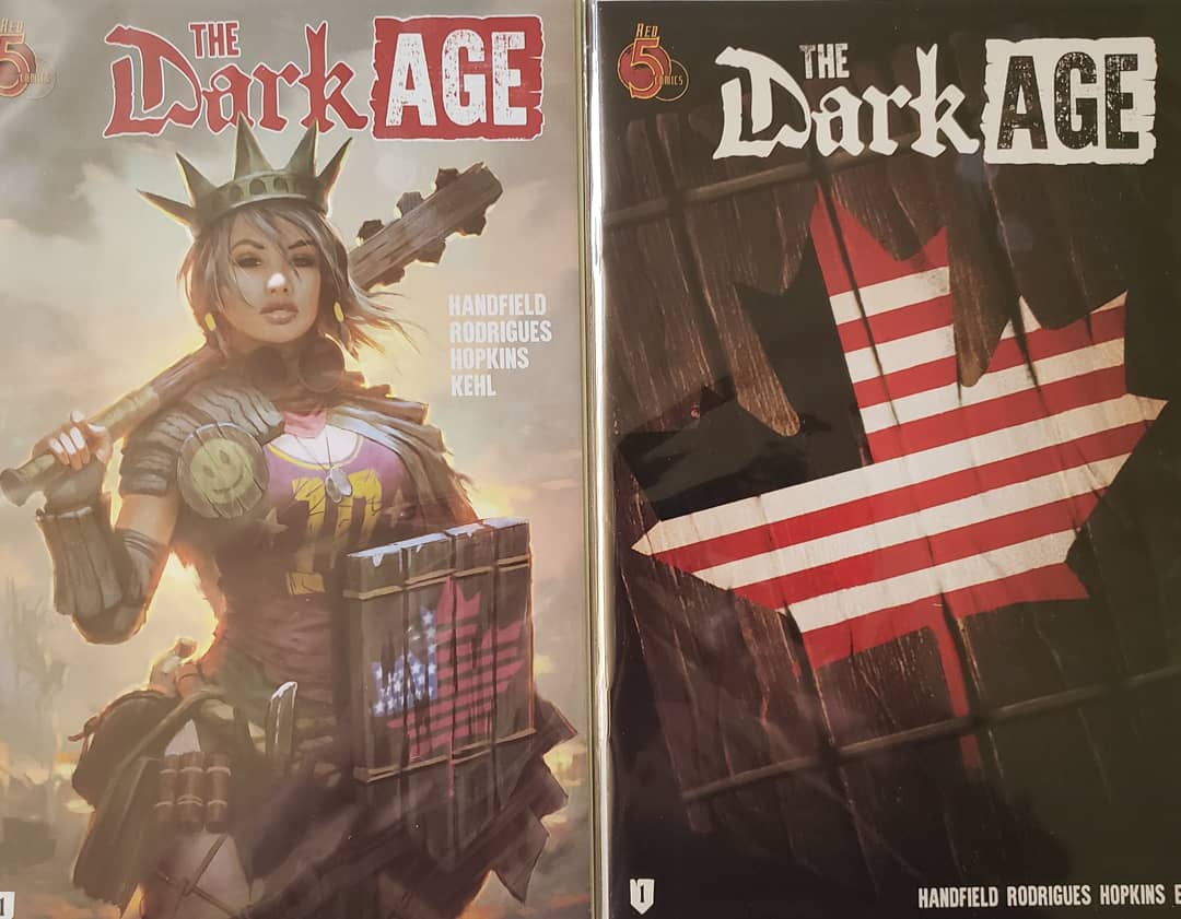 CravinThe's tweet photo. Just won a @red5comics giveaway from @covrprice. Some awesome #thedarkagecomic books. And @red5comics added in a copy of FCBD 2017 (the Rift) &amp; FCBD 2019 (The Dark Age) for good measure! Thank you both, you guys are awesome! 🤘😊🤘
#theunitedstatesofCanada https://t.co/44FmOPsLZ7