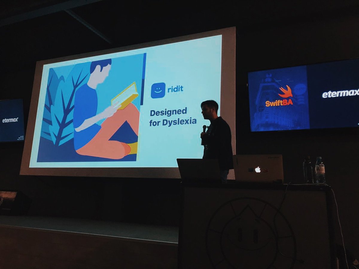 youcanridit's tweet photo. Today, @johnsanzo spoke about Ridit and the features to come at #SwiftBA 

👏🏽🙂

#Swift #iOS #Apple #Dyslexia #EdTech #Accessibility #Education https://t.co/uqUka60MV9