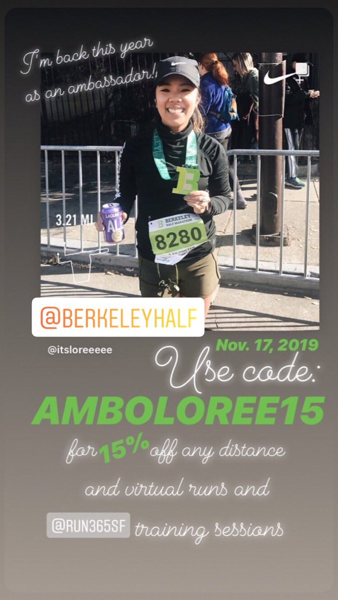 itsloreeeeeruns's tweet photo. Want to run the @BerkeleyHalf on Nov 17?! Use my code: AMBOLOREE15 for 15% off ANY distance (Half, 10K or 5K)! #biofreezebhm #runberkeley https://t.co/f9eSg0YDli