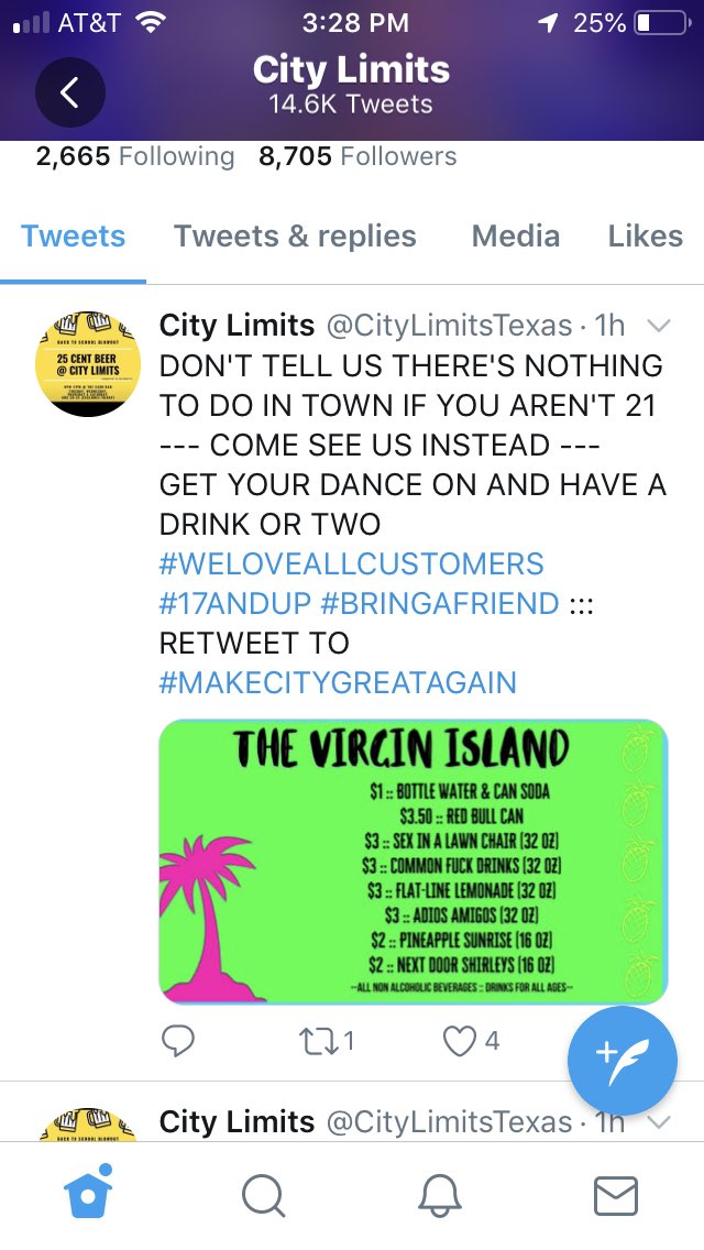 CityLimitsTexas's tweet photo. Tomorrow •• 4 BARS •• HUGE DOOR STAFF •• SHOT GIRLS #ñ@brownleejeri •• MINOR BAR •• NO COVER 21&UP•• MINORS FREE TILL TEN••#makecitygreatagain #getshittyatcity WE WILL BE WAITING FOR YOU https://t.co/csEG7tHkKT