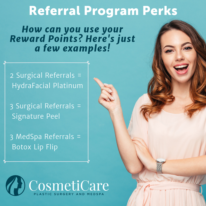 Refer friends and get rewarded!💎 A HydraFacial Platinum, Signature Peel, or Botox Lip Flip are just a few of the treatments that are easy to earn. Start tracking your rewards today! Learn more: bit.ly/2Z4WxYm