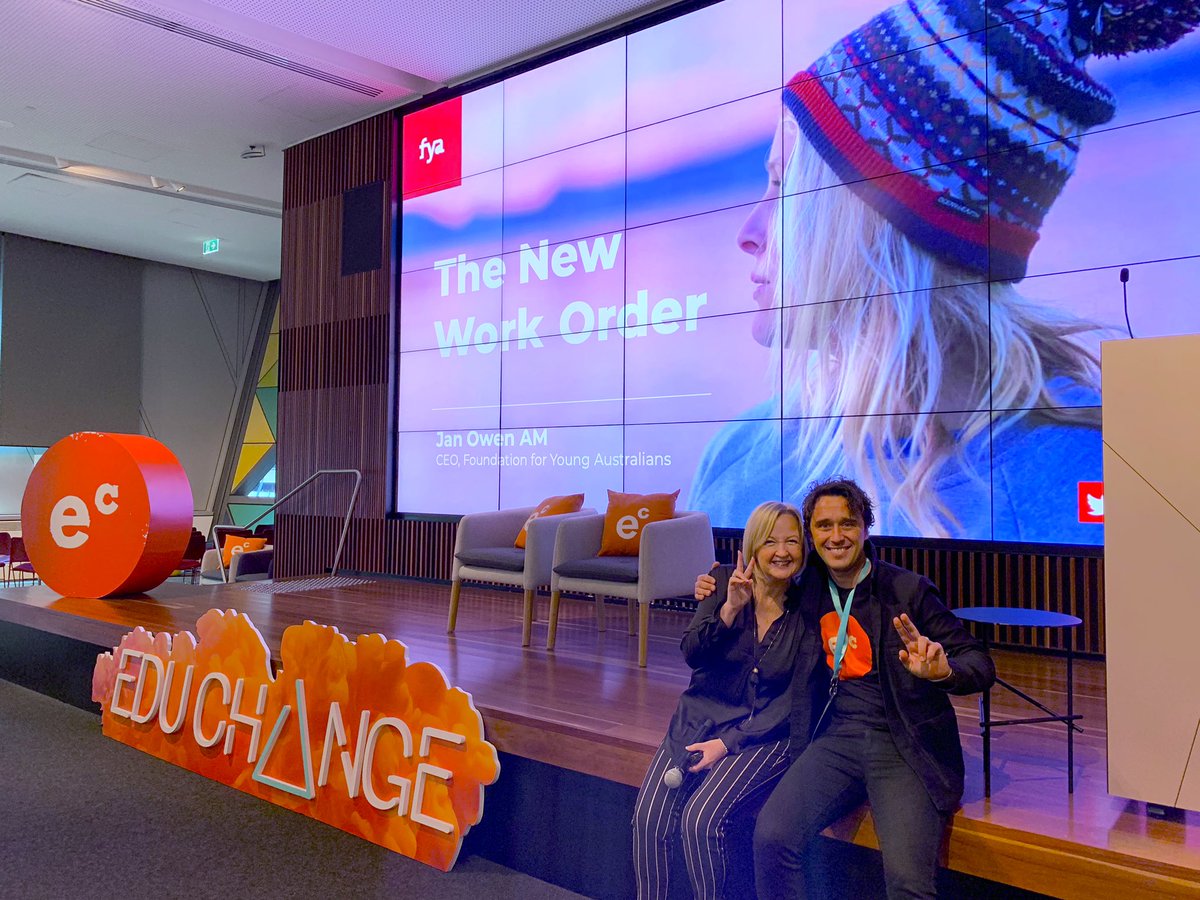 EduChangemakers's tweet photo. Our first #educhange speaker and good friend @JanOwenAM from @fya_org digging deep into #thenewworkorder the research that shows what skills and experience young Australians need now and for the future! #futureofwork https://t.co/DanseYUpPQ