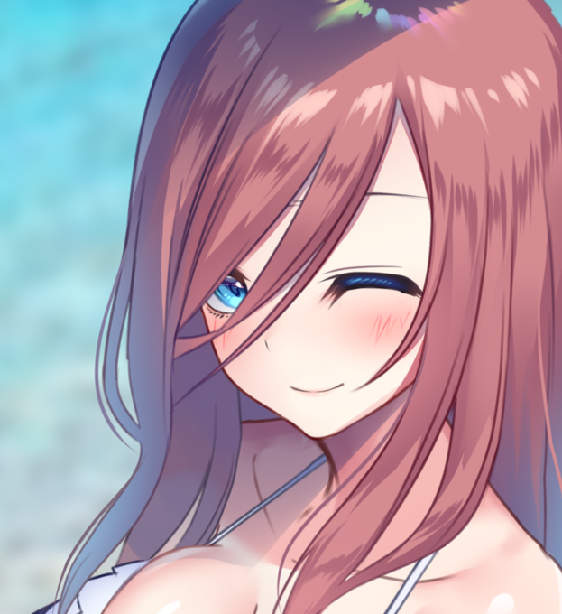 黒結(くろゆい)🔞宣伝垢さんがTwitterに投稿した中野三玖(五等分の花嫁)のイラスト。