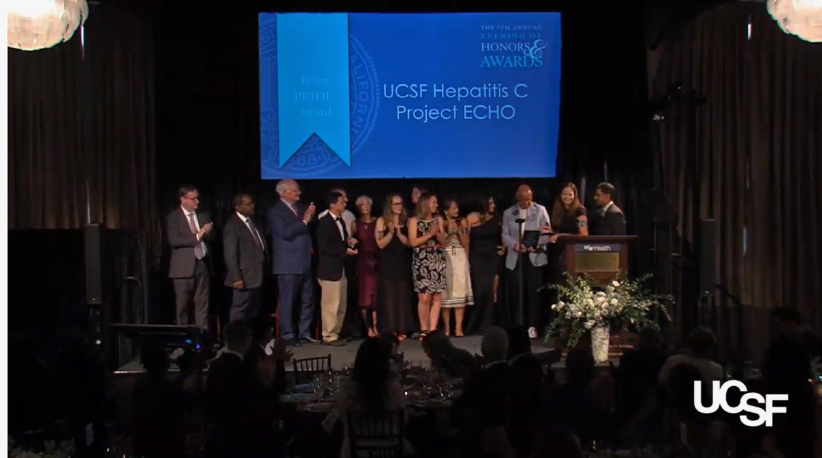 UCSF HCV Project ECHO won a UCSF Team PRIDE Award tonight! Thank you for the recognition! Shout out to the members of the team who couldn't be here with us tonight <a href="/norahterrault/">Norah Terrault</a> @HepCarestreamer @myfingerscrossd #ucsf #ucsfpride