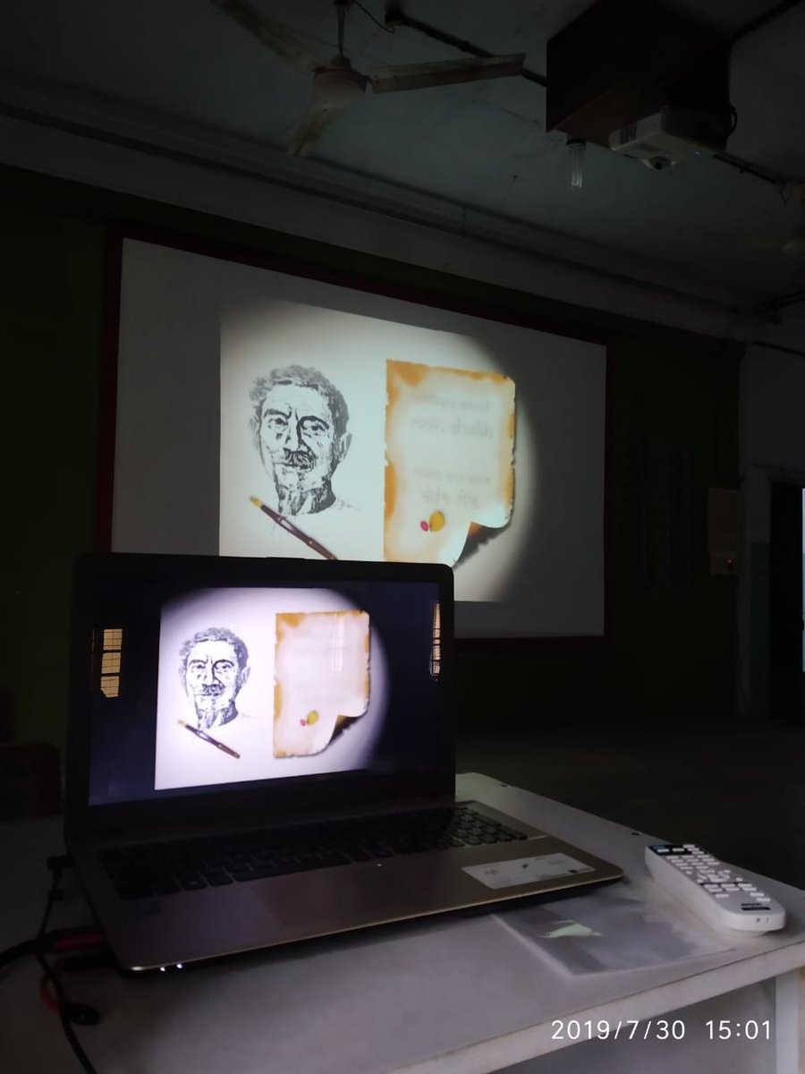 SahodaranE's tweet photo. The Hindi department of the college organised a screening of a documentary in honor of the celebrated author Munshi Premchand on 30th July 2019. #SAM https://t.co/vmKzc2PkU9