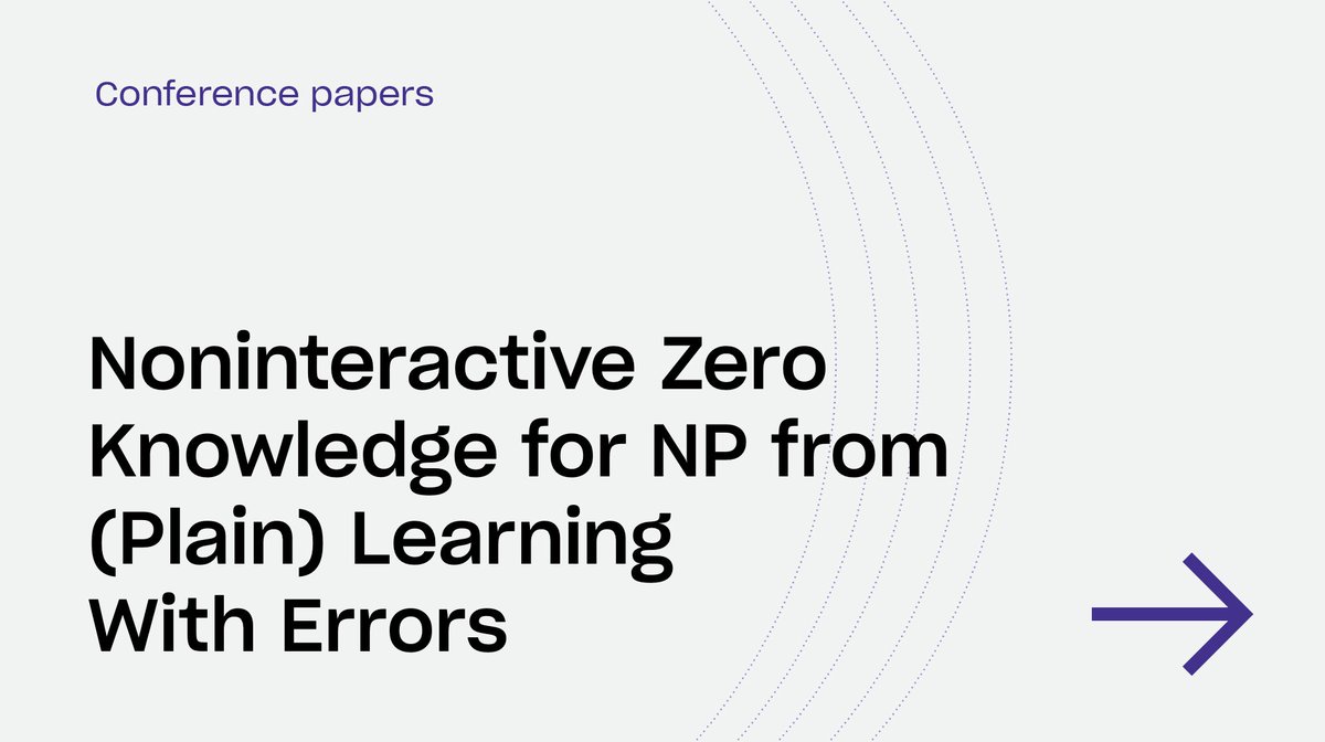 Apograf_HQ's tweet photo. On constructing a noninteractive #zeroknowledge proof system for any NP language with security based on the plain Learning With Errors problem: https://t.co/JKvCp0cHme

Research by: @ChrisPeikert and Sina Shiehian #conferencepapers #crypto2019 https://t.co/gVDDzPpMDC
