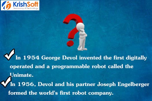 krish_soft_sol's tweet image. 1.In 1954 George Devol invented the first digitally operated and a programmable robot called the Unimate.
2.In 1956, Devol and his partner Joseph Engelberger formed the world&apos;s first robot company.
Visit Us:bit.ly/2Zdp1OO
