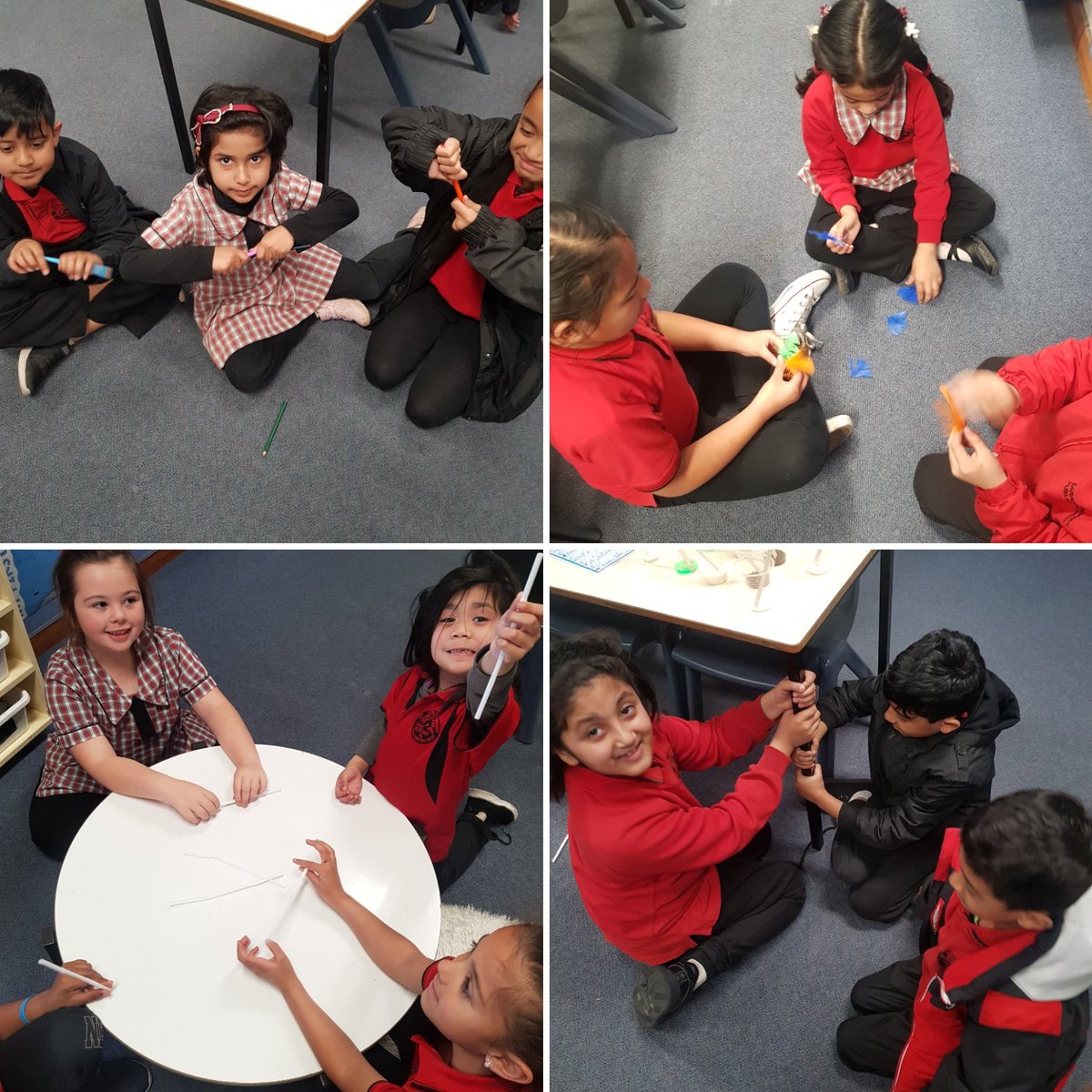 1F and 2J experimenting with flexibility and mixing materials!