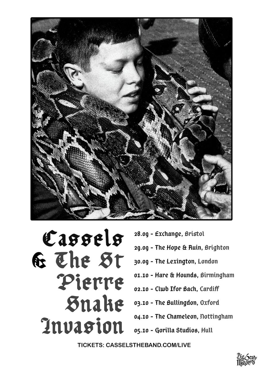 bruiseraf's tweet photo. Over 50% of the tickets for @casselsofficial × @TSPSI at @thelexington this September have already sold.
Get your tickets from https://t.co/KUnF7T8ElN now. Right now.
#cassels #stpierre #snakeinvasion #newmusic #goodmusic #loudmusic #livemusic #london #tickets #bruiser #afgang https://t.co/NkPEciRzHS