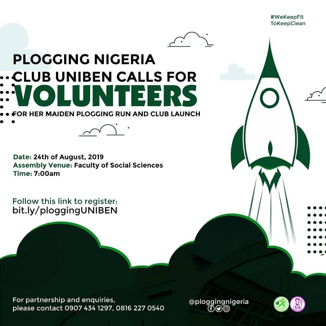 ploggingnigeria's tweet photo. #PES01 for #PloggingClubUNIBEN, Benin City.
@uniben @Twincycler @Unibenbuzz @UnibenFM @Unibengistng @UNIBENRoyals @UNIBEN_RTs @Unibensoil @TeamUNIBEN https://t.co/rc4eTWvXh5