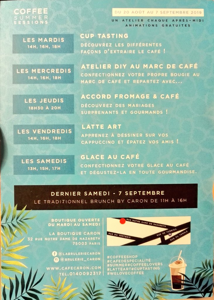 LesTasters's tweet photo. Ateliers découverte du café @caronlecafe du 20/08 au 7/7! #cuptasting #marc & bougies accord #fromages #café @PdeFromagers #latteart #glace GRATUIT! #cafedespecialite https://t.co/klHQqt6dPz