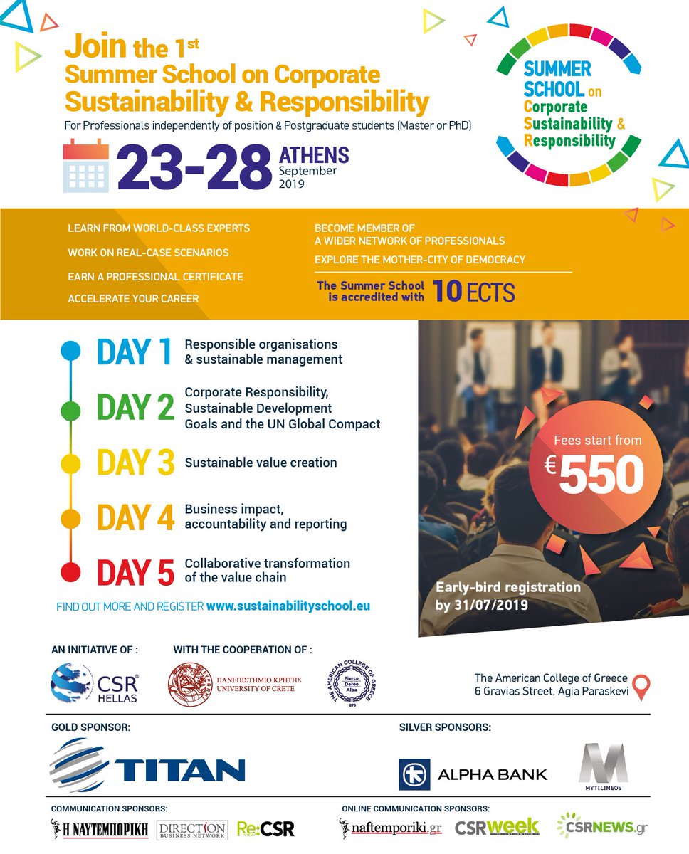Only 1 month #left until #Summer #School on #CSR 2019 is on!

Be quick and #register now to attend the #first ever Summer School on Corporate #Sustainability and #Responsibility.

#Register here: eventora.com/en/Events/csr-…