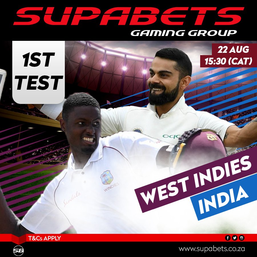 Supabets_mzansi's tweet photo. The #West_Indies will be hoping for a better performance from their test unit when they get their 1st match underway with #India at North Sound...
#Getinthere #Test1 #WININD #Supabets
https://t.co/e7yItmvU5a https://t.co/JcxIj5gVr8